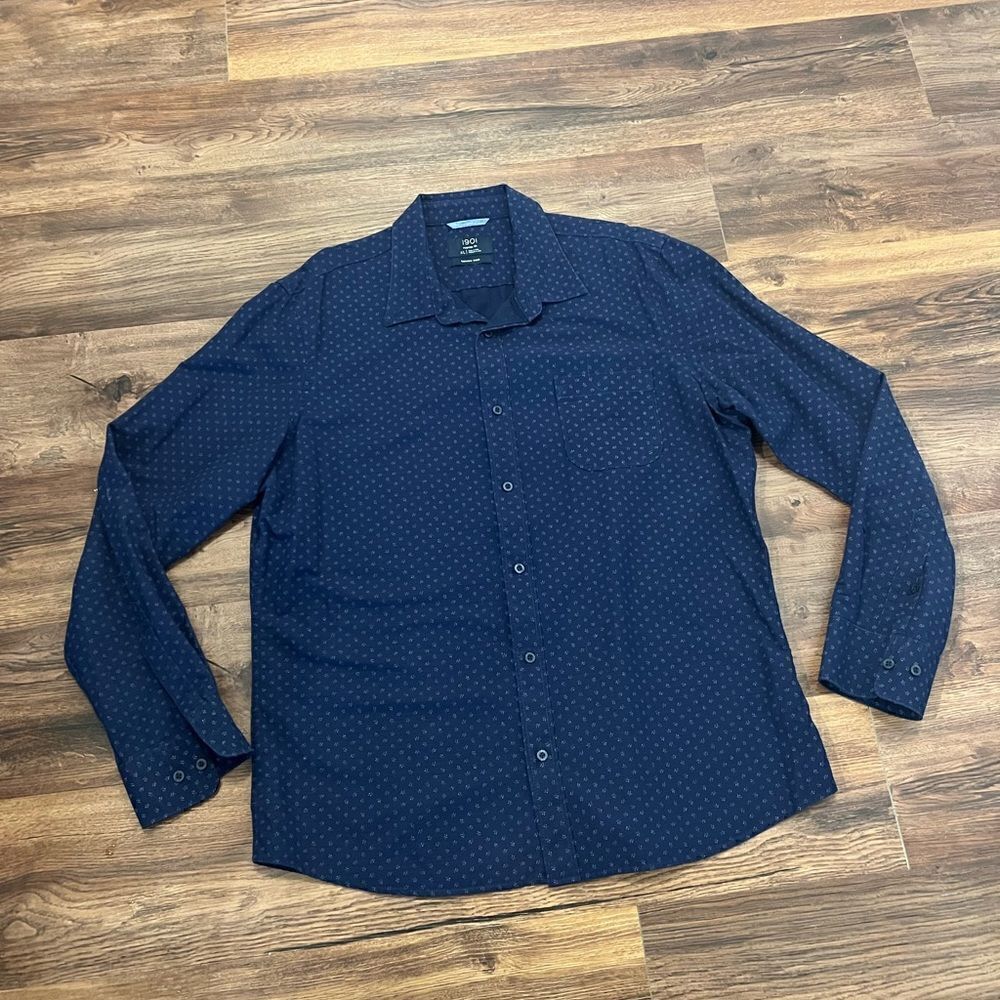 1901 Men’s Blue Fairview Wash Patterned Button Shirt
